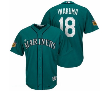 Men's Seattle Mariners #18 Hisashi Iwakuma Teal Green 2017 Spring Training Stitched MLB Majestic Cool Base Jersey