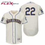 Men's Seattle Mariners #22 Robinson Cano Cream 40TH Patch Stitched MLB Majestic Flex Base Jersey