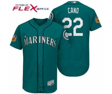 Men's Seattle Mariners #22 Robinson Cano Teal Green 2017 Spring Training Stitched MLB Majestic Flex Base Jersey