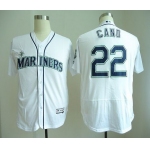 Men's Seattle Mariners #22 Robinson Cano White Home Stitched MLB Majestic Flex Base Jersey