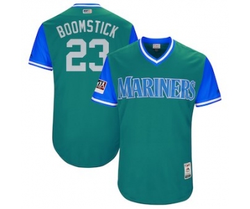 Men's Seattle Mariners #23 Nelson Cruz Boomstick Majestic Aqua 2018 Players' Weekend Authentic Jersey