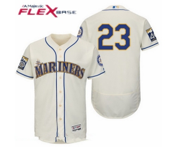 Men's Seattle Mariners #23 Nelson Cruz Cream 40TH Patch Stitched MLB Majestic Flex Base Jersey