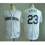 Men's Seattle Mariners #23 Nelson Cruz White Home Stitched MLB Majestic Flex Base Jersey
