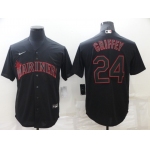 Men's Seattle Mariners #24 Ken Griffey Black Shadow Cool Base Stitched Jersey