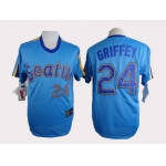 Men's Seattle Mariners #24 Ken Griffey Blue Majestic Jersey