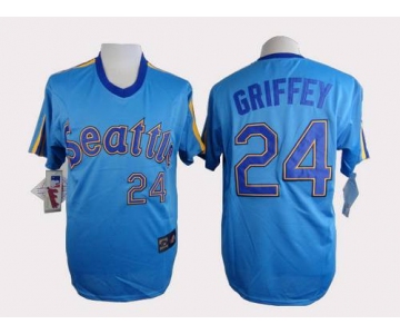 Men's Seattle Mariners #24 Ken Griffey Blue Majestic Jersey