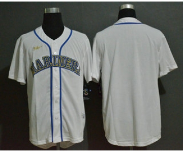 Men's Seattle Mariners Blank White Throwback Cooperstown Stitched MLB Cool Base Nike Jersey