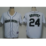 Seattle Mariners #24 Ken Griffey White Jersey