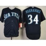 Seattle Mariners #34 Felix Hernandez 2014 Navy Blue Jersey