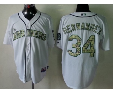 Seattle Mariners #34 Felix Hernandez White With Camo Jersey