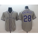 Men's Colorado Rockies 28 Nolan Arenado Gray Cool Base Jersey