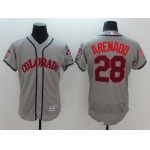 Men's Colorado Rockies #28 Nolan Arenado Gray Fashion Stars & Stripes 2016 Flexbase MLB Independence Day Jersey