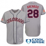 Men's Colorado Rockies #28 Nolan Arenado Gray Stars & Stripes Fashion Independence Day Stitched MLB Majestic Cool Base Jersey