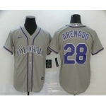 Men's Colorado Rockies #28 Nolan Arenado Gray Stitched MLB Cool Base Nike Jersey