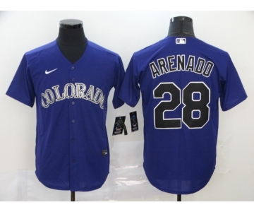 Men's Colorado Rockies #28 Nolan Arenado Purple Stitched MLB Cool Base Nike Jersey