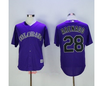 Men's Colorado Rockies #28 Nolan Arenado Purple Stitched MLB Majestic Cool Base Jersey