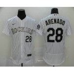 Men's Colorado Rockies #28 Nolan Arenado White Stitched MLB Flex Base Nike Jersey