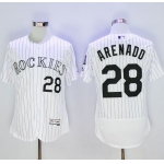 Men's Colorado Rockies #28 Nolan Arenado White Strip Flexbase Authentic Collection Stitched MLB Jersey