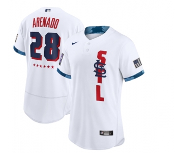 Men's St. Louis Cardinals #28 Nolan Arenado 2021 White All-Star Flex Base Stitched MLB Jersey