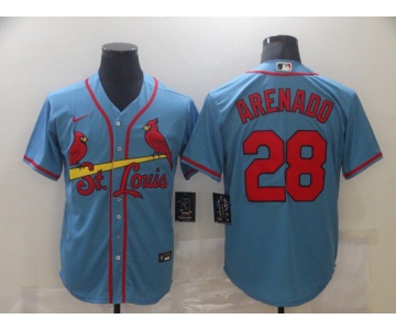 Men's St. Louis Cardinals #28 Nolan Arenado Light Blue Stitched MLB Cool Base Nike Jersey