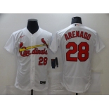 Men's St. Louis Cardinals #28 Nolan Arenado White Stitched MLB Flex Base Nike Jersey