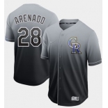Rockies #28 Nolan Arenado Black Fade Authentic Stitched Baseball Jersey
