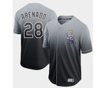 Rockies #28 Nolan Arenado Black Fade Authentic Stitched Baseball Jersey