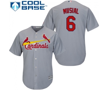 Cardinals #6 Stan Musial Grey Cool Base Stitched Youth Baseball Jersey