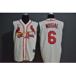 Men's St. Louis Cardinals #6 Stan Musial Cream 2020 Cool and Refreshing Sleeveless Fan Stitched MLB Nike Jersey