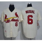 Men's St. Louis Cardinals #6 Stan Musial Cream Stitched 1963 MLB Cooperstown Collection Jersey by Mitchell & Ness
