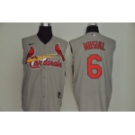 Men's St. Louis Cardinals #6 Stan Musial Gray 2020 Cool and Refreshing Sleeveless Fan Stitched MLB Nike Jersey