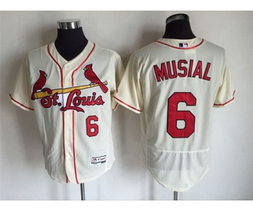 Men's St. Louis Cardinals #6 Stan Musial Retired Cream 2016 Flexbase Majestic Baseball Jersey