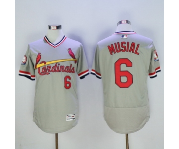 Men's St. Louis Cardinals #6 Stan Musial Retired Gray Pullover 2016 Flexbase Majestic Baseball Jersey