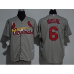 Men's St. Louis Cardinals #6 Stan Musial Retired Gray Road Stitched MLB Majestic Cool Base Jersey