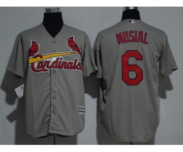 Men's St. Louis Cardinals #6 Stan Musial Retired Gray Road Stitched MLB Majestic Cool Base Jersey