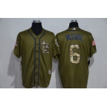 Men's St. Louis Cardinals #6 Stan Musial Retired Green Salute to Service Majestic Baseball Jersey