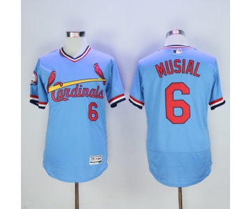 Men's St. Louis Cardinals #6 Stan Musial Retired Light Blue Pullover 2016 Flexbase Majestic Baseball Jersey