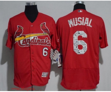 Men's St. Louis Cardinals #6 Stan Musial Retired Red 2017 Spring Training Stitched MLB Majestic Flex Base Jersey