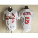 Men's St. Louis Cardinals #6 Stan Musial Retired White 2016 Flexbase Majestic Baseball Jersey