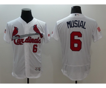 Men's St. Louis Cardinals #6 Stan Musial Retired White Fashion Stars & Stripes 2016 Flexbase MLB Independence Day Jersey