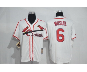 Men's St. Louis Cardinals #6 Stan Musial White Home Stitched MLB Majestic Cool Base Cooperstown Collection Player Jersey