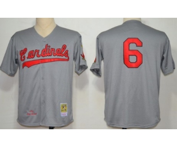 St. Louis Cardinals #6 Stan Musial 1956 Gray Wool Throwback Jersey