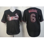 St. Louis Cardinals #6 Stan Musial Black Fashion Jersey