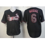 St. Louis Cardinals #6 Stan Musial Black Fashion Jersey