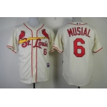 St. Louis Cardinals #6 Stan Musial Cream Cool Base Jersey