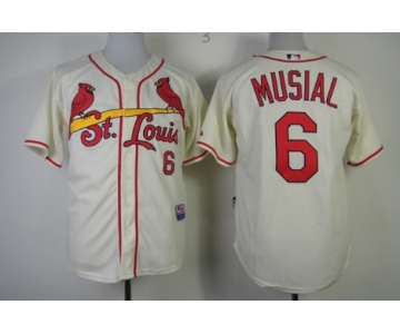 St. Louis Cardinals #6 Stan Musial Cream Cool Base Jersey