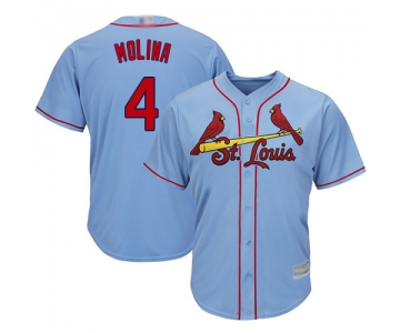 Cardinals #4 Yadier Molina Light Blue Cool Base Stitched Youth Baseball Jersey