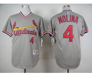 Men's St. Louis Cardinals #4 Yadier Molina 1978 Gray Pullover Jersey