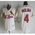 Men's St. Louis Cardinals #4 Yadier Molina Alternate Cream 2015 MLB Cool Base Jersey