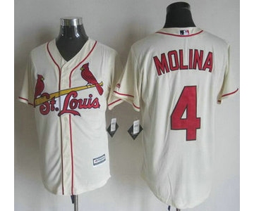 Men's St. Louis Cardinals #4 Yadier Molina Alternate Cream 2015 MLB Cool Base Jersey